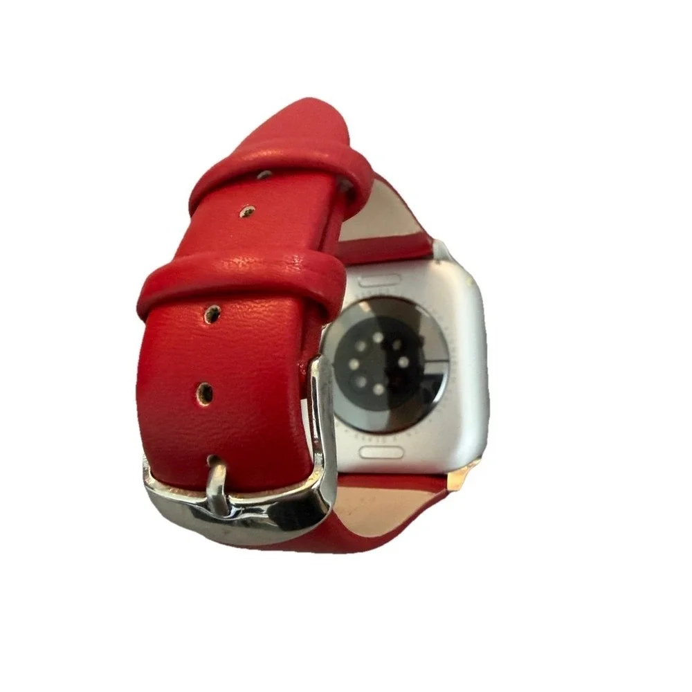 Unisex's Genuine Leather Smartwatch Watch Band Red Size 38-40 MM New